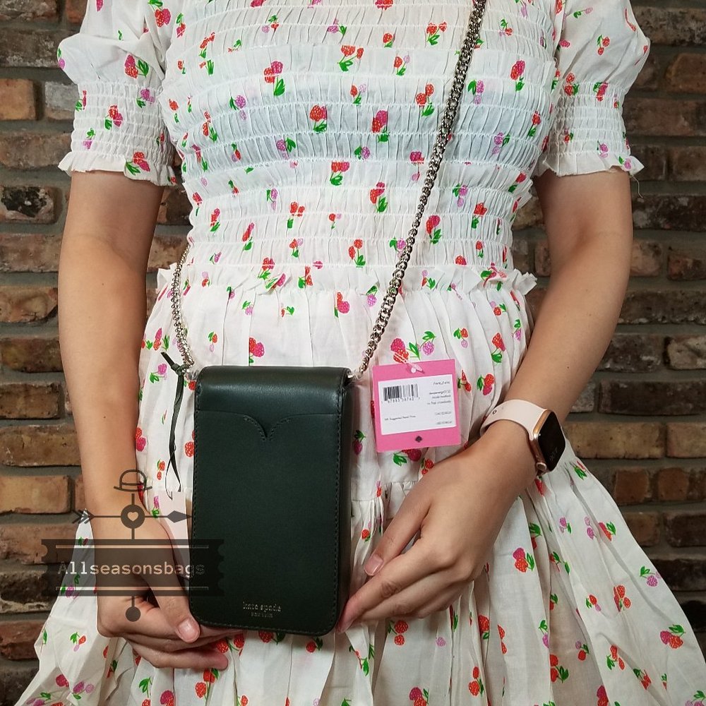 Kate Spade NY New York nicola twistlock north south flap crossbody GREEN - Picture 6 of 7